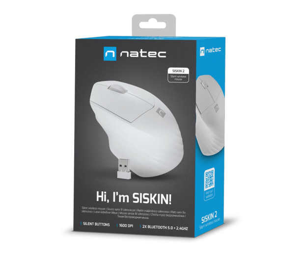 NATEC SISKIN 2 1600DPI BIAŁA BLUETOOTH 5.0 + 2.4GHZ NMY-1972 - 1470235 - zdjęcie 7